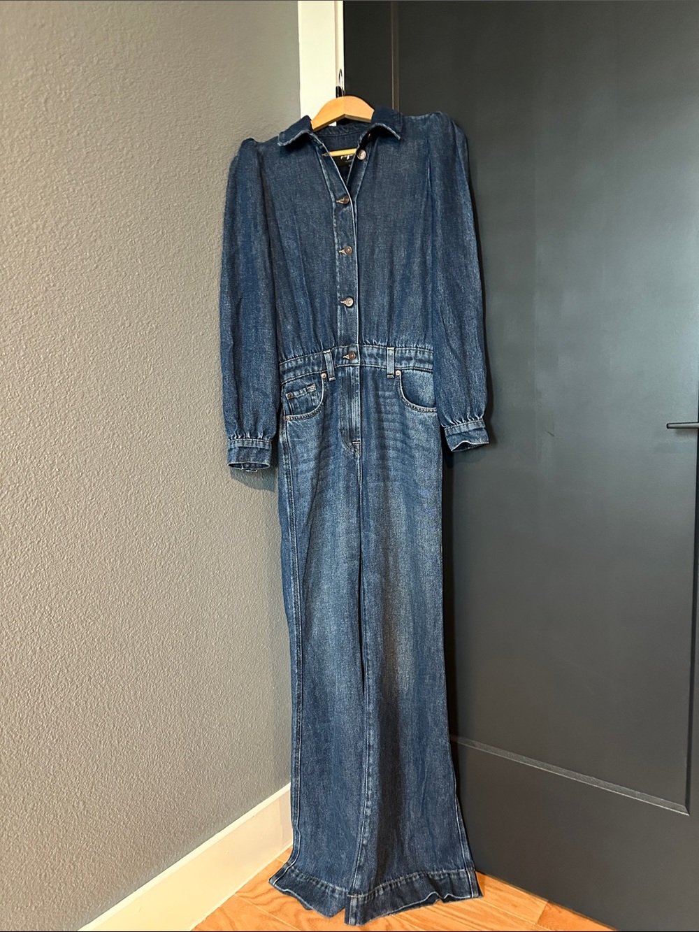 7 For All Mankind Dark Blue Denim Jumpsuit